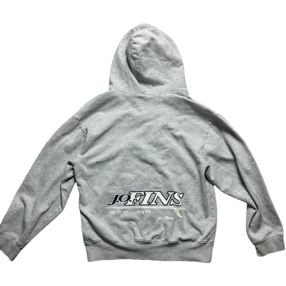 Surfer Hoodie Gray J.O. Fins Beach Surf Sweatshirt Size Medium Surf Wear